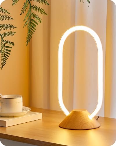 Modern LED Table Lamp, Bedside Lamp with Oval Design, 3 Color Temperatures, Adjustable Brightness, 360° Lighting, Unique Desk Lamp for Bedroom, Living Room, Study, Office, Natural M64TL05