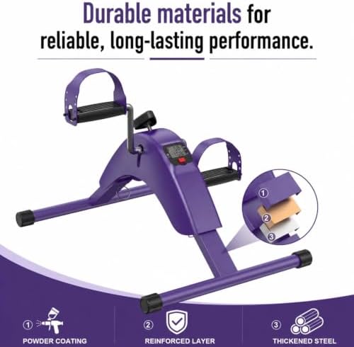 Under Desk Bike Pedal Exerciser for Arms and Legs, Foldable Mini Exercise Bike with LCD Display and Adjustable Resistance for Home and Office