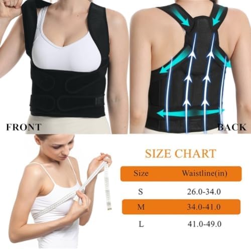 WEEOATAR Upper Back Support Posture Corrector Strap Posture Trainer, Breathable, Easy to Wear with Magic Sticker Back Brace to Improve Posture for Adults and Kids (Black, S)