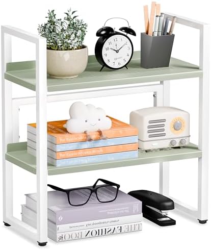 Brakki Desk Shelf Organizer, 2-Tier Desktop Bookshelf, Small Office Shelf