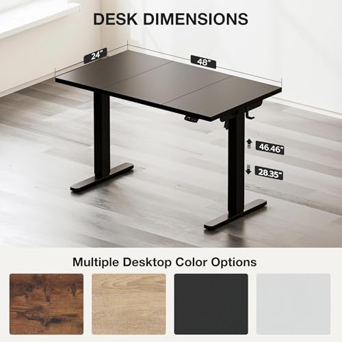 Acrolix 48x24 Electric Standing Desk with Cable Net, Black