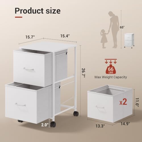 DEVAISE 2 Drawer Mobile File Cabinet with Open Storage Shelf