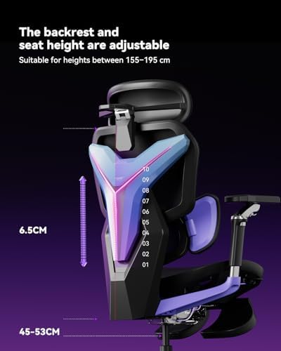 AutoFull G7 RGB Ergonomic Gaming Chair, IGR Certified Mesh Chair with 3-Zone Lumbar Support, 22-Point Adjustment, 720° Armrests & LED Back Armor