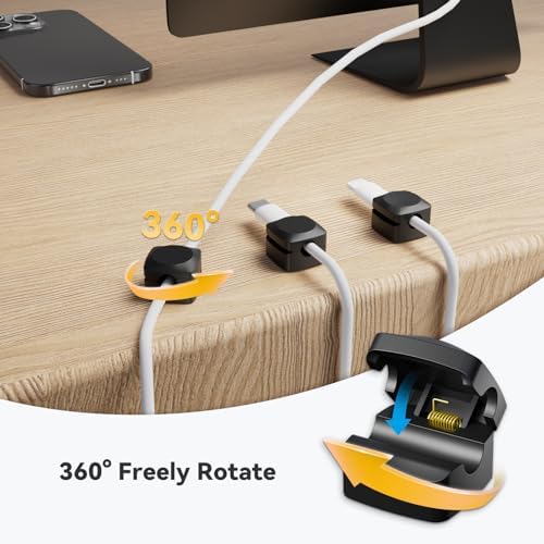 Daisyhome Rotatable Cord Organizer, Strong Adhesive Spring Cable Clips
