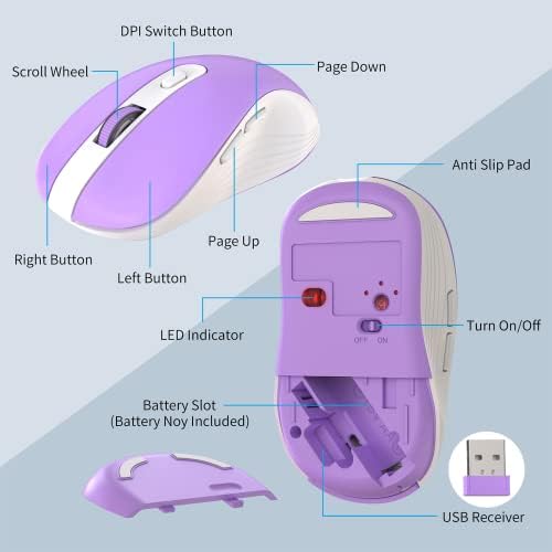 MARVO Wirelss Keyboard and Mouse Combo with Phone Holder, Full-Size, Purple