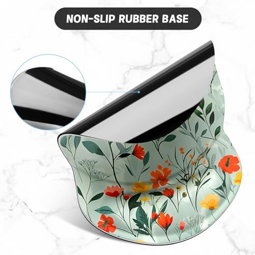 ITNRSIIET Ergonomic Mouse Pad with Gel Wrist Support Small Wrist Rest Smooth Surface Non-Slip PU Base Comfortable Office Supplies Pain Relief, 8.7 x 7.2 inches, Beautiful Flowers