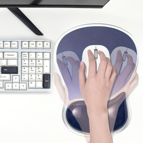 Gel Mouse Pad with Wrist Rest, Blue Ergonomic Mousepad Support Pain Relief