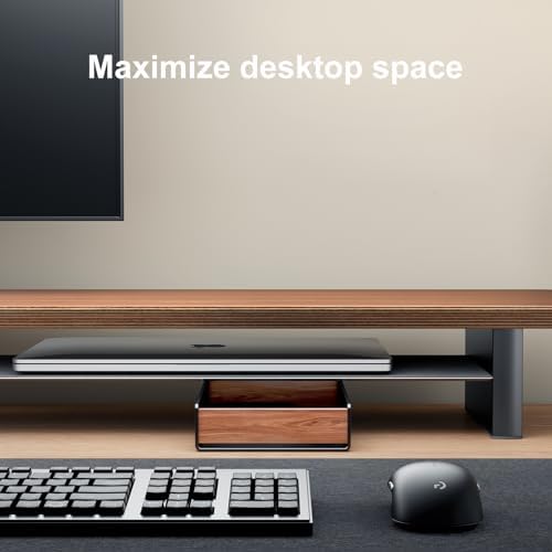UPERGO Walnut & Aluminum Desk Drawer Organizer, Valet Tray Catchall for Men