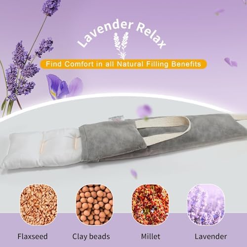 Neck Heating Pad Microwavable with Machine Washable Cover Weighted Microwave Heating Pad Neck Wrap for Shoulder Back Pain Relief, Warm Rice Bag Pack for Cramps Hot Cold Therapy 1.5lbs Lavender Scented