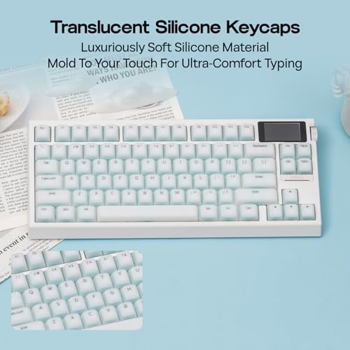 EPOMAKER AegisSil Keycap Set, Silicone Material, Cherry Profile, 113 Keys, 65%/75%/Full Size, Custom Keyboard Keycaps Set for Cherry MX, Kailh, Outemu, Gateron Mechanical Gaming Keyboard (White)