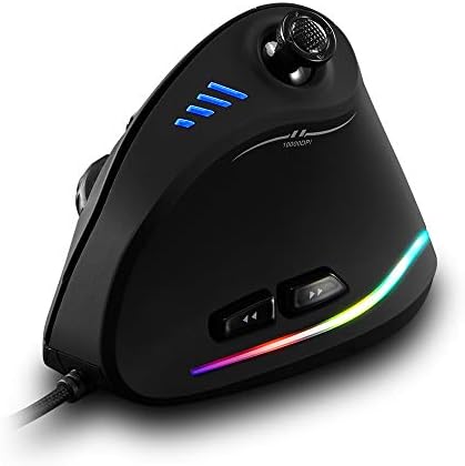 zelotes Ergonomic Gaming Mouse with Joystick,10000 DPI(6-Level Adjustable),11 Programmable Buttons,RGB Lighting, USB Optical Wired Vertical Mouse for Office/Gaming/Laptop/PC (Black)