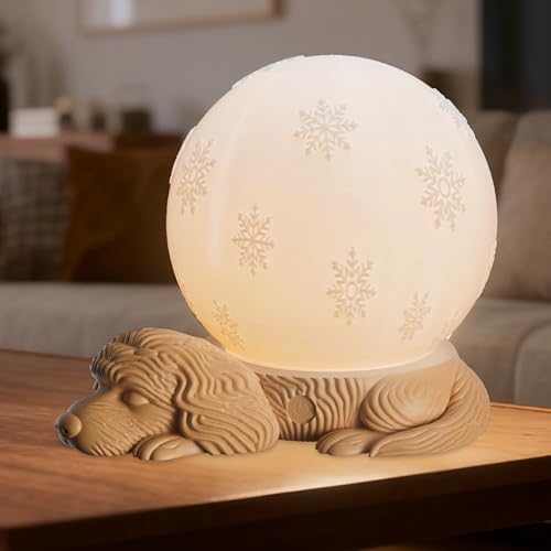 Cute Dog Table Lamp, Rechargeable Battery Powered Bedside Lamp, 3 Color Temperature Dimmable Cordless Lamp, USB C Charging Touch Lamp for Bedroom, Nightstand, Nursery