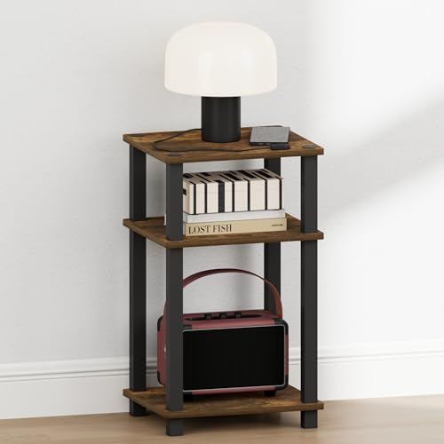 Furinno JUST 3-Tier Toolless Night Stand, Open Shelf, Amber Pine