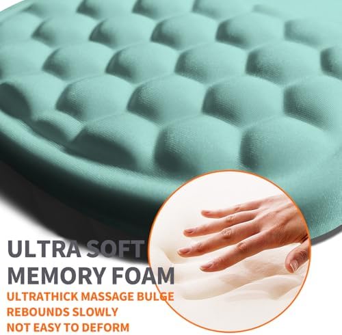 Ergonomic Joint Wrist Support Mouse Pad with Memory Foam Cushion Massage Bump, Carpal Tunnel Pain Relief Mousepad Slope Design for Wrist Rest, 11.8x7.9 in, LightBlue