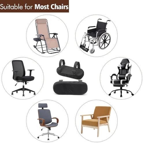 Office Chair Armrest Pads, Adjustable Fit, Set of 2