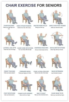 Printable Chair Exercises for Seniorss Chair Exercises for The Elderly Exercise Chart Seniors Canvas Poster Bedroom Decor Room Decor Unframe 20x30inch