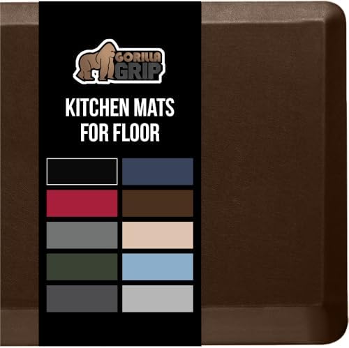GORILLA GRIP Cushioned Antifatigue Kitchen Mat for Floor, 70x24, Brown
