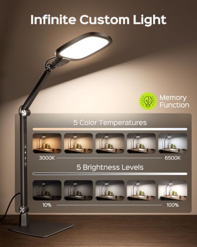 LED Desk Lamps for Home Office, 18W Bright Soft Video Conference Lighting