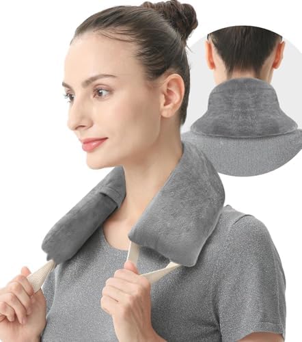 Neck Heating Pad Microwavable with Machine Washable Cover Weighted Microwave Heating Pad Neck Wrap for Shoulder Back Pain Relief, Warm Rice Bag Pack for Cramps Hot Cold Therapy 1.5lbs Lavender Scented