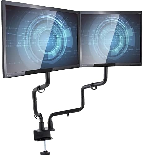 Allsop Dual Monitor Desk Mount Kit, Full Motion arms with Clamp On Mounting Base, Holds Two Computer Screens