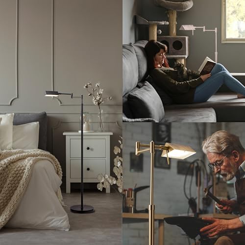 O'Bright Brook Adjustable Dimmable LED Pharmacy Floor Lamp, Brushed Nickel