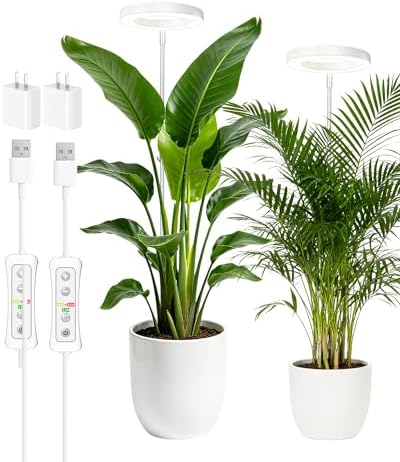 yadoker Plant Grow Light,LED Growing Light Full Spectrum for Indoor Plants,Aluminum Black Plant Lights,Height Adjustable, Automatic Timer, 5V Low Safe Voltage