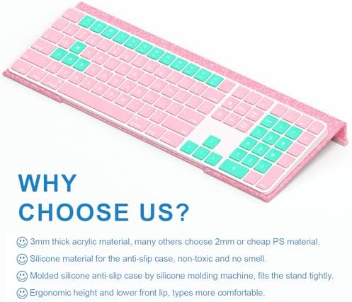 WINFFOR Comfortable Computer Keyboard Stand - Ergonomic Keyboard Riser Acrylic Tilted Keyboard Holder for Easy Typing&Working at Home Office - Fits All Keyboard Sizes - 17'' Wide (Glitter Pink)