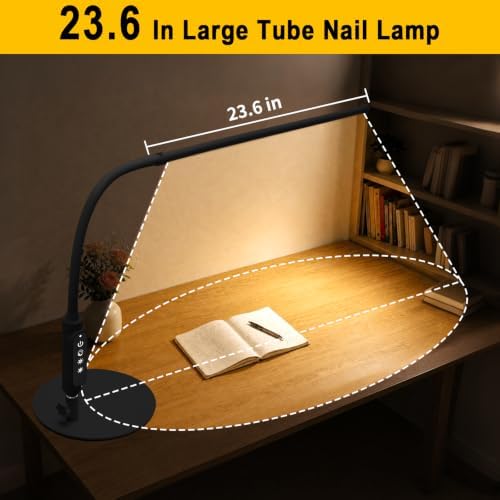 CGBE LED Desk Lamp, 23.6" Nail Light for Desk with Adjustable Gooseneck