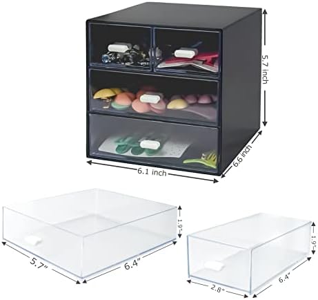 Desk Organizer with Drawer, Desk Storage Box (4 drawer, Black)