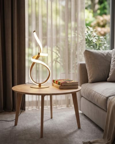Gold Cool Table Lamps Set of 2, Modern LED Spiral Desk Lights