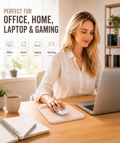 eulps Ergonomic Mouse Pad with Wrist Rest, Gel Mousepad with Soft Wrist Support, Non-Slip PU Base, Smooth Surface Mouse Pad for Wrist Pain Relief, Computer Laptop Office Home & Gaming (Nude Apricot)