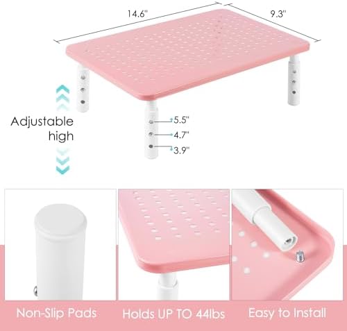 2 Pack Monitor Riser Desktop Stand Flat Screen TV Monitor Stand Pink
