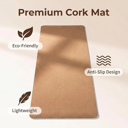 Cork Yoga Mat 6mm Extra Thick Cushioning High Density Natural Rubber Exercise Pad 72 x 24 Inch for Home Gym