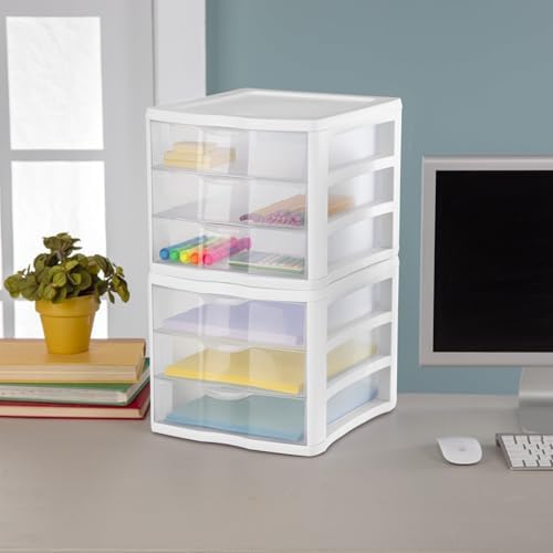 3 Drawer Organizer With Clear Storage Drawers, Desktop And Countertop Storage Unit For Office Supplies, Documents, Crafts, Beauty Essentials And Home Organization, 13 1/2" X 11" X 9 5/8"
