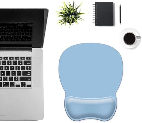 Mouse Pad with Support, Ergonomic Mouse Pad with Gel Wrist Rest, Comfortable Mousepad with Soft Wrist Support Surface and Non-Slip PU Base for Home Office Working Studying (04 Blue)