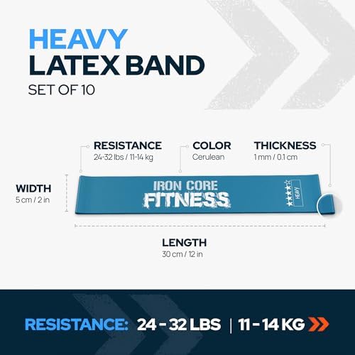 Latex Mini Resistance Bands Sets for Trainers, Bootcamp, Gym for Men and Women in Fun Colors - Ebook, Videos and Workout Chart Included by Iron Core Fitness