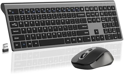 Ultra Thin Ergonomic Silent Wireless Keyboard Mouse Combo Grey