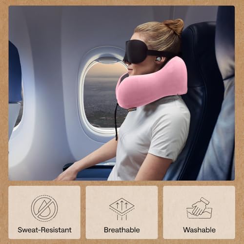 GORILLA GRIP Travel Neck Pillow for Airplanes, Travel Essentials, Pink