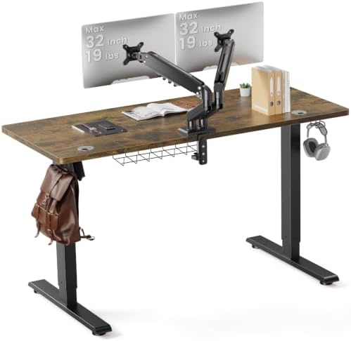 SIAGO 55 x 24 Inch Electric Standing Desk with Dual Monitor Stand