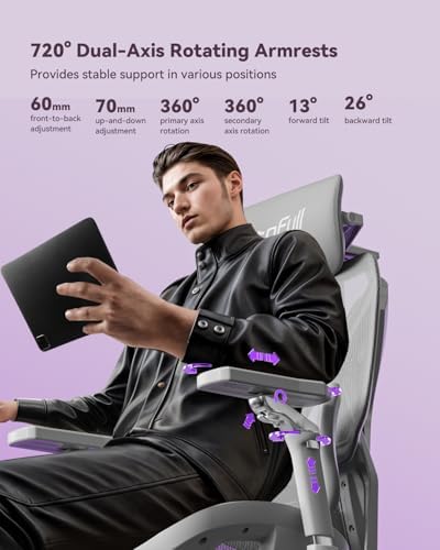 AutoFull G7 Gaming Chair - 3-Zone Lumbar, 22-Point Adjustment, Breathable Mesh, Custom Backplate, 720° Armrests, BIFMA Certified Ergonomic, 140° Recline, IGR Certified, Niko Endorsed - White