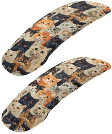 Cute Cartoon Cats Printed Office Chair Arms Protector Kitten Printed Office Seat Hand Rest Protector with Elastic Edge, Stretchable Skin Friendly Computer Chair Desk Chair Arms Covers