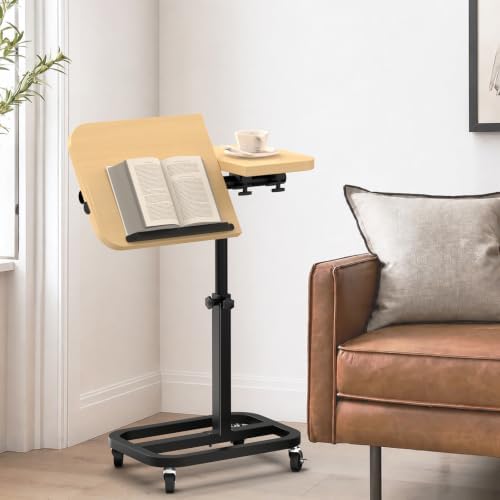 Portable Rolling Over Bed Laptop Desk, Adjustable Height and Tilt for Home