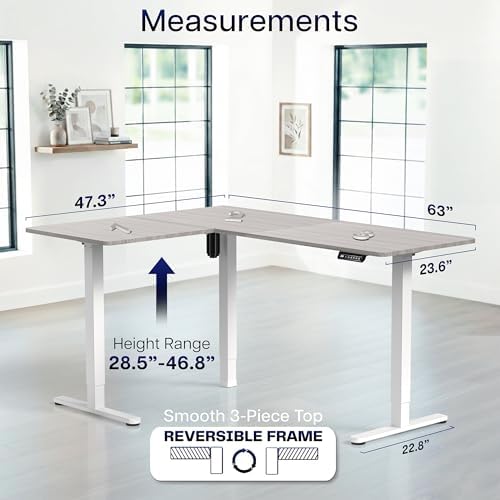 VIVO Dark Gray 63 x 47 in Corner Standing Desk, DESK-E3CTWG-47
