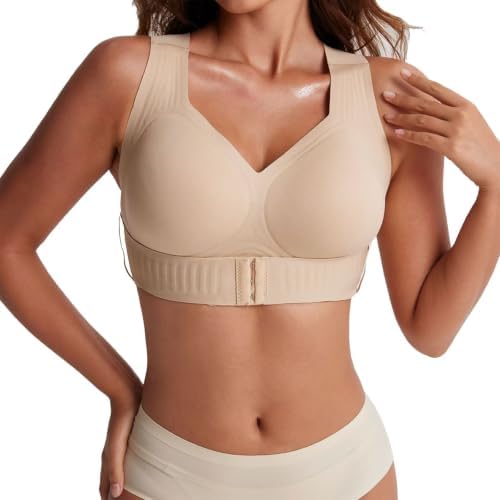 Posture Bra for Women Wireless Bra Wide Strap Back Support Full Coverage Bra for Housewives Mothers Gifts