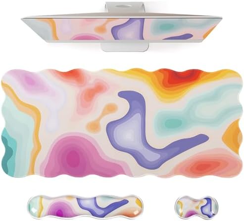 L-SPOUTTO Topographic Mouse Pad Set,Abstract Scalloped XXL Desk Mat Set