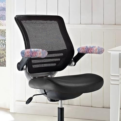 Butterfly Print Office Chair Arm Covers Set of 2, Peach Blossom Print Arm Rest Covers, Stretchy Washable for Desk & Computer Chairs