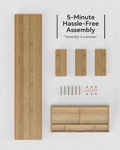 42” Monitor Stand with Large Drawer Keyboard Storage,Dark Bamboo
