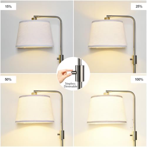 Nintiue 【Upgraded】 Dimmable Floor Lamp, 1000 Lumens LED Edison Bulb Included, Brushed Nickel Arc Floor Lamps for Living Room Modern Standing Lamp Tall Lamps for Living Room Bedroom