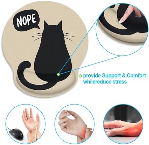 Britimes Ergonomic Mouse Pad with Wrist Support, Cat Lonely