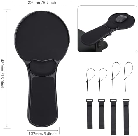 Upgraded Ergonomic Arm Rest Mouse Pad for Chair，Adjustable Mouse Tray with Wrist Cushion, Chair arm Mousepad, Black